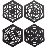 Hexagon Handcrafted Recycled Rubber Coaster - A set of 2 or 4