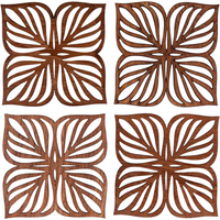 Botanical Upcycled Teak Wood Coasters - Set of 2 or 4