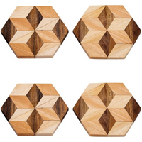 Handmade Hexagon Wooden Coasters (Set of 2 or 4)