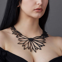 Lotus Recycled Rubber Statement Necklace
