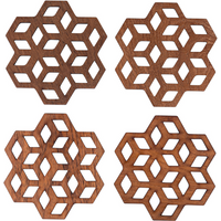 Cubix Geometric Upcycled Teak Wood Coasters - Set of 2 or 4