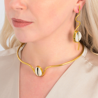 Cowrie Shell Recycled Brass Adjustable Choker