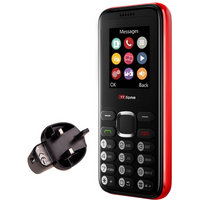 TTfone TT150 Unlocked Basic Mobile Phone UK Sim Free, Long Battery Life, Dual Sim with camera and games, easy to use, durable and light weight pay as you go - Red with Mains Charger