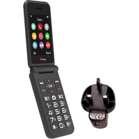 TTfone TT760 4G USB-C Mobile Phone for the Elderly, Simple and easy to use flip folding cell cheap and easy to use - Black with Mains Charger and GiffGaff Sim Card