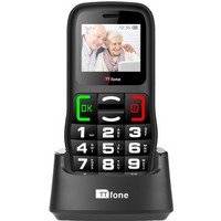 TTfone TT220 Big Button Mobile Phone for the Elderly with Emergency Assistance button, talking keys, long battery life, torch, Simple easy to use with Dock Charger and Vodafone Sim Card