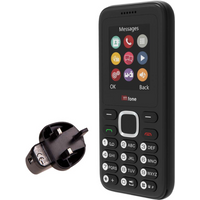TTfone TT150 Unlocked Basic Mobile Phone UK Sim Free, Long Battery Life, Dual Sim with camera and games, easy to use, durable and light weight pay as you go - Black with Mains Charger and GiffGaff Sim Card