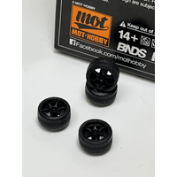 BNDS Custom Wheel Parts Wheel and Tyre Set Flat Black 1:64 MOT Hobby BC26404SFB