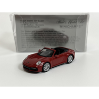 Porsche 911 Carrera 4S Cabriolet 2019 Red 1:87 Scale Minichamps 870068332