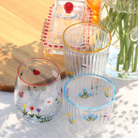 Hand Painted Floral Drinking Glass