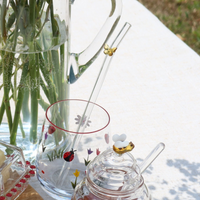 Glass Drinking Straw with Butterfly