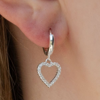 Sterling Silver Crystal Heart Earrings