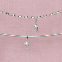 Dolphin Pendant Charm - Sterling Silver