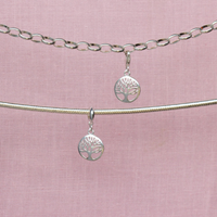 Circle Tree of Life Pendant Charm - Sterling Silver
