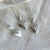 Sterling Silver Embedded Crystal Heart Necklace