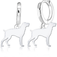 German Wirehaired Pointer Silhouette Silver Earrings