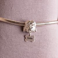 Cockapoo Head Silver Charm Bead - Personalised