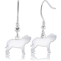 Neapolitan Mastiff Silhouette Silver Earrings