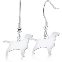 English Springer Spaniel Silhouette Silver Earrings