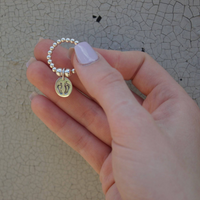 Footprints on Silver Ball Bead Ring