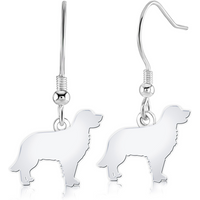 Golden Retriever Silhouette Silver Earrings