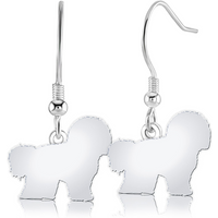 Bichon Frise Silhouette Silver Earrings