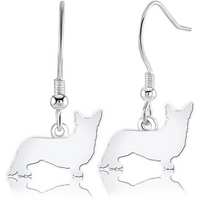 Corgi Silhouette Silver Earrings