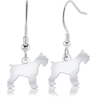 Giant Schnauzer Silhouette Silver Earrings