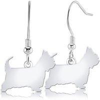 Australian Silky Terrier Silhouette Silver Earrings