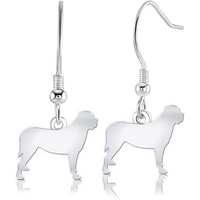 Mastiff Silhouette Silver Earrings