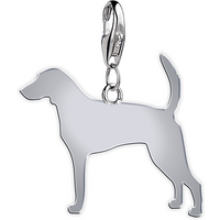 Foxhound Silhouette Silver Charm