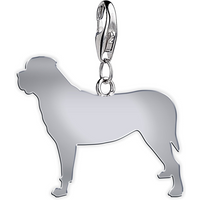 Mastiff Silhouette Silver Charm