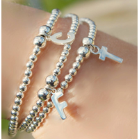 Letter Initial Sterling Silver Ball Bead Bracelet