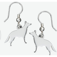 German Shepherd Silhouette Silver Earrings
