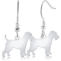 Welsh Terrier Silhouette Silver Earrings