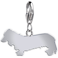 Long Haired Dachshund Silhouette Silver Charm