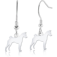 Basenji Silhouette Silver Earrings