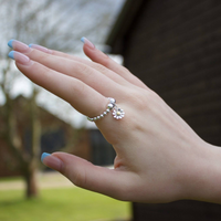 Daisy on Silver Ball Bead Ring