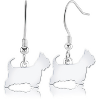 Australian Terrier Silhouette Silver Earrings