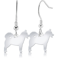 Greenland Dog Silhouette Silver Earrings