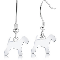 Airedale Terrier Silhouette Silver Earrings