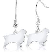 Clumber Spaniel Silhouette Silver Earrings