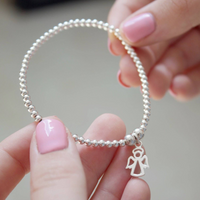 Angel on Silver Ball Bead Bracelet