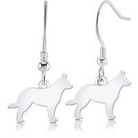Australian Cattle Dog Silhouette Silver Earrings