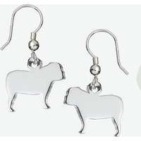 English Bulldog Silhouette Silver Earrings