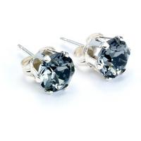 Black Crystal Silver Stud Earrings