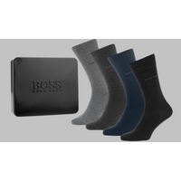 Hugo Boss Mens Gift Set 4 Pairs Socks Black, Blue, Grey UK SIZE 6-11