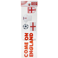 15 X 55CM ENGLAND GEL WINDOW STICKERS 323003 - "COME ON ENGLAND"