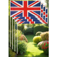 Union Jack Hand Flag 29 x 17cm With 40cm Pack of 4 Wooden Stick 031012