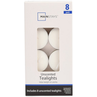 Pack of 8 White Unscented Tealight Candles