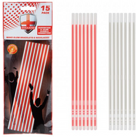 Generise 15PC 20cm X 5mm RED / WHITE GLOW STICK - 15 CONNECTORS FOIL BAG - 615048